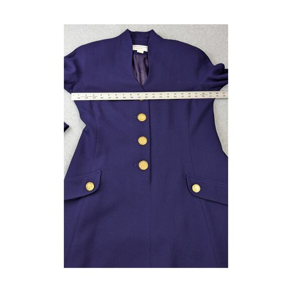 Jones New York Vintage Purple Dress 10 Worsted Wool Gold Buttons A-Line USA - Picture 13 of 16